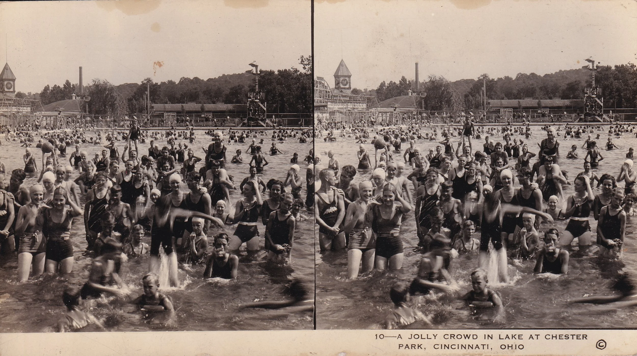 A jolly crowd in lake at Chester Park