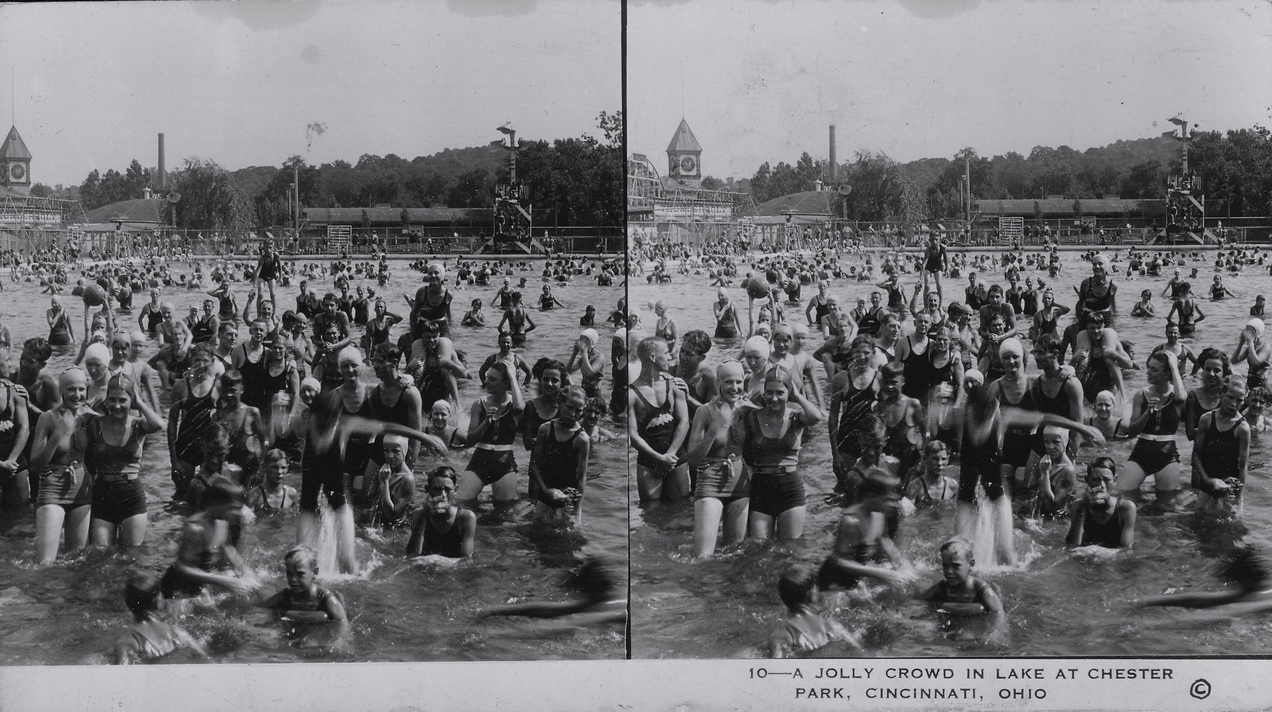 A jolly crowd in lake at Chester Park