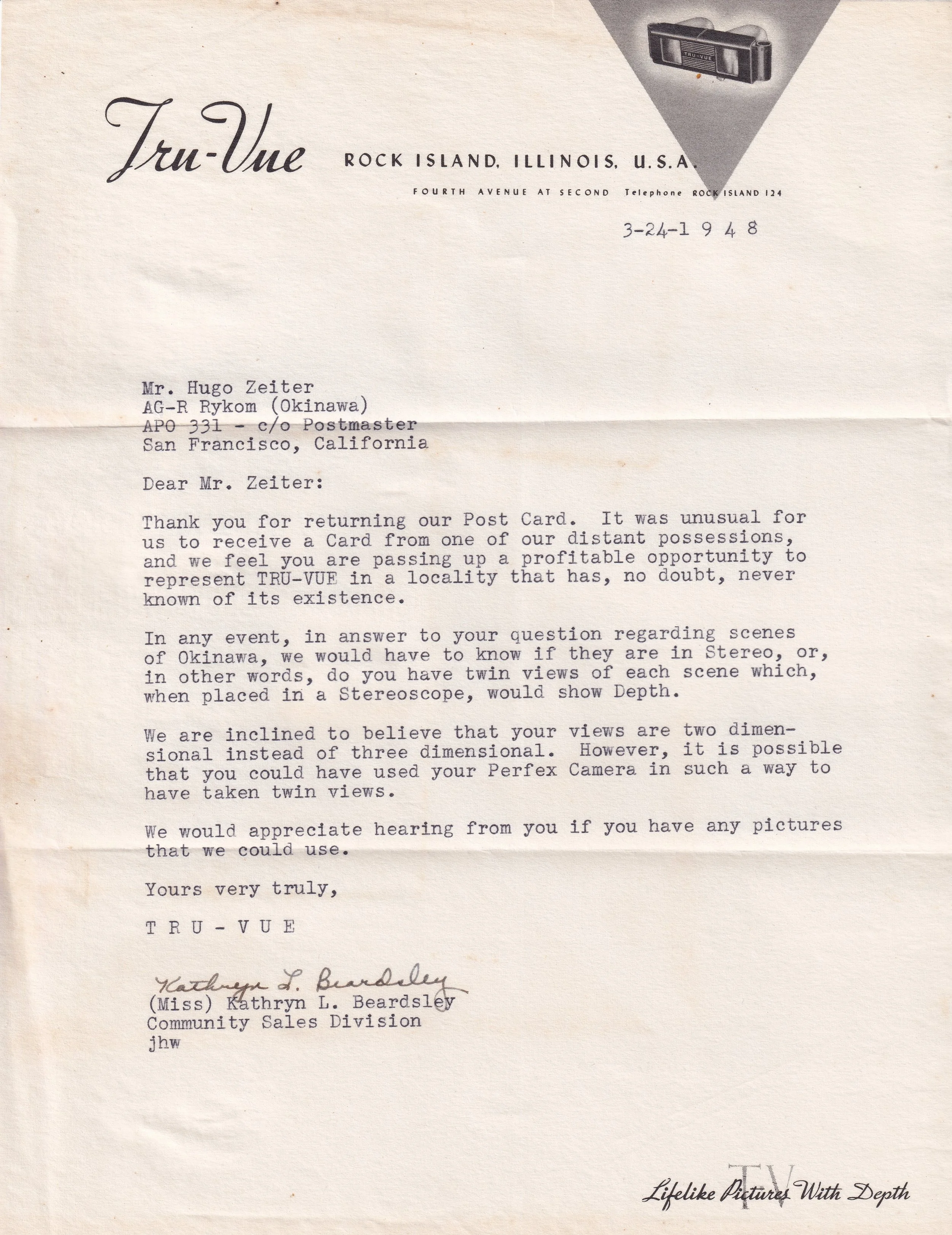 Ephemera Spotlight: Tru-Vue Letters to Hugo Zeiter