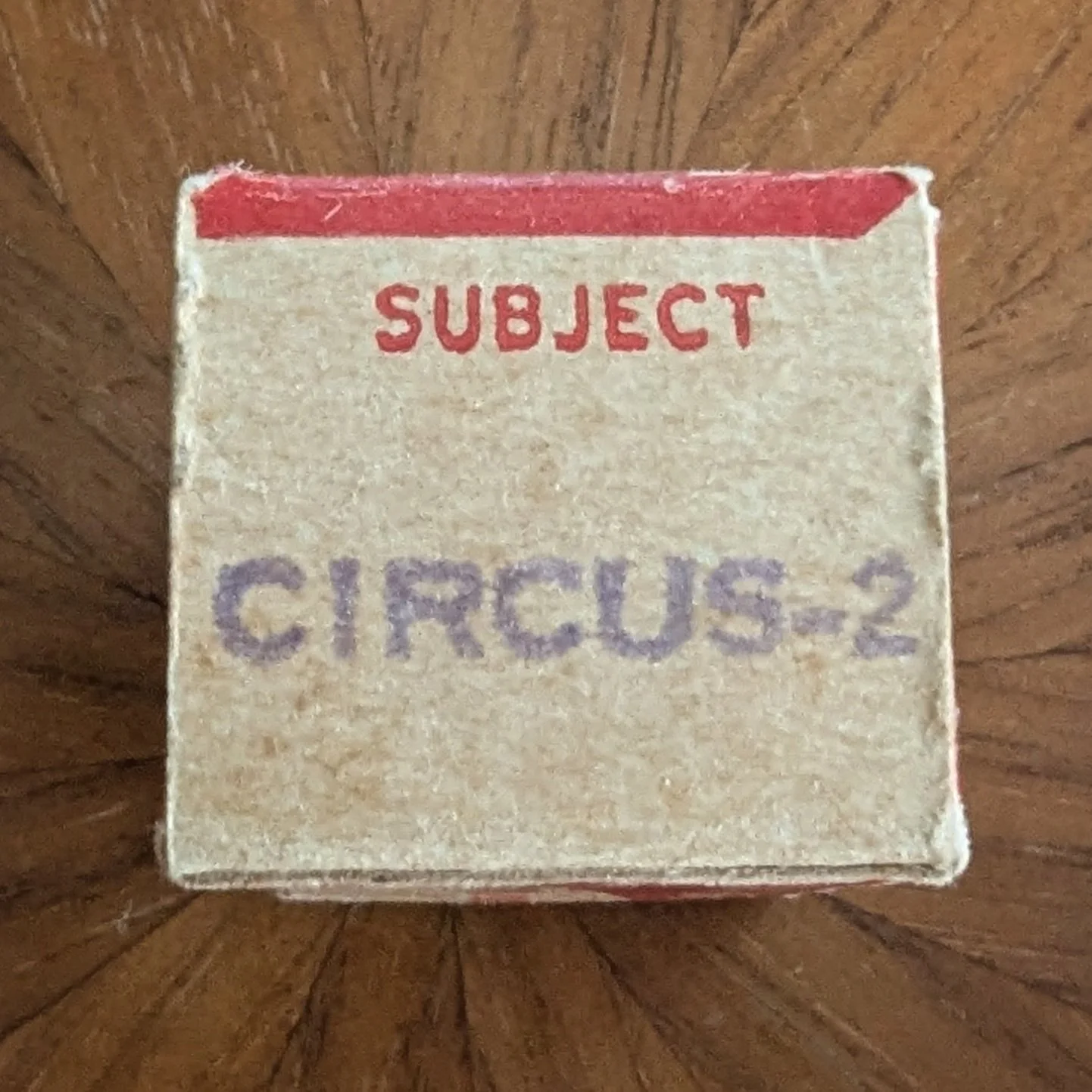 Box #2. The "Red" Box. Color change. Still stamping the titles.