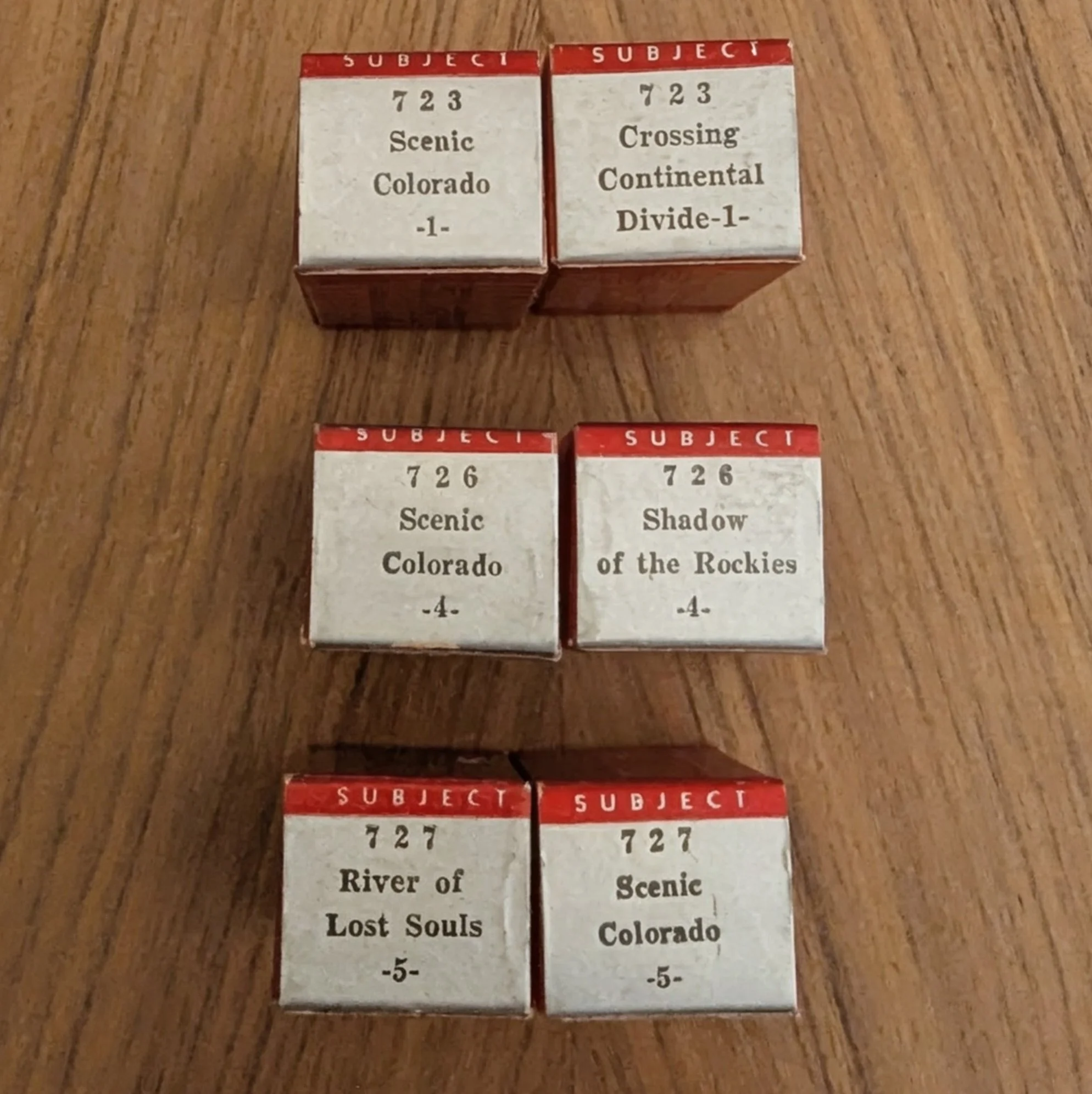 Eventually the box titles for the "Scenic Colorado" series were changed to reflect the title shown on the filmstrip.