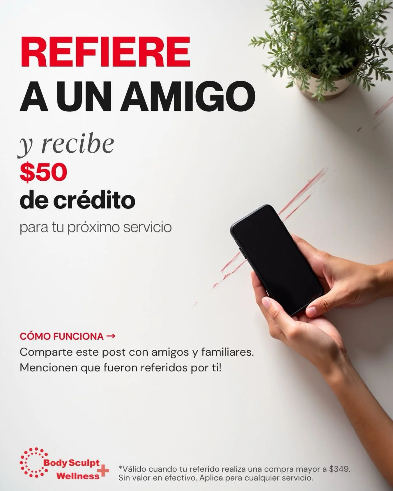&iquest;Ya conoces los resultados de Body Sculpt Wellness? &iexcl;Comp&aacute;rtelos con quien m&aacute;s quieras! ❤️

Refiere a un amigo o familiar y cuando realice su primera compra de $349 o m&aacute;s, t&uacute; recibes $50 de cr&eacute;dito para