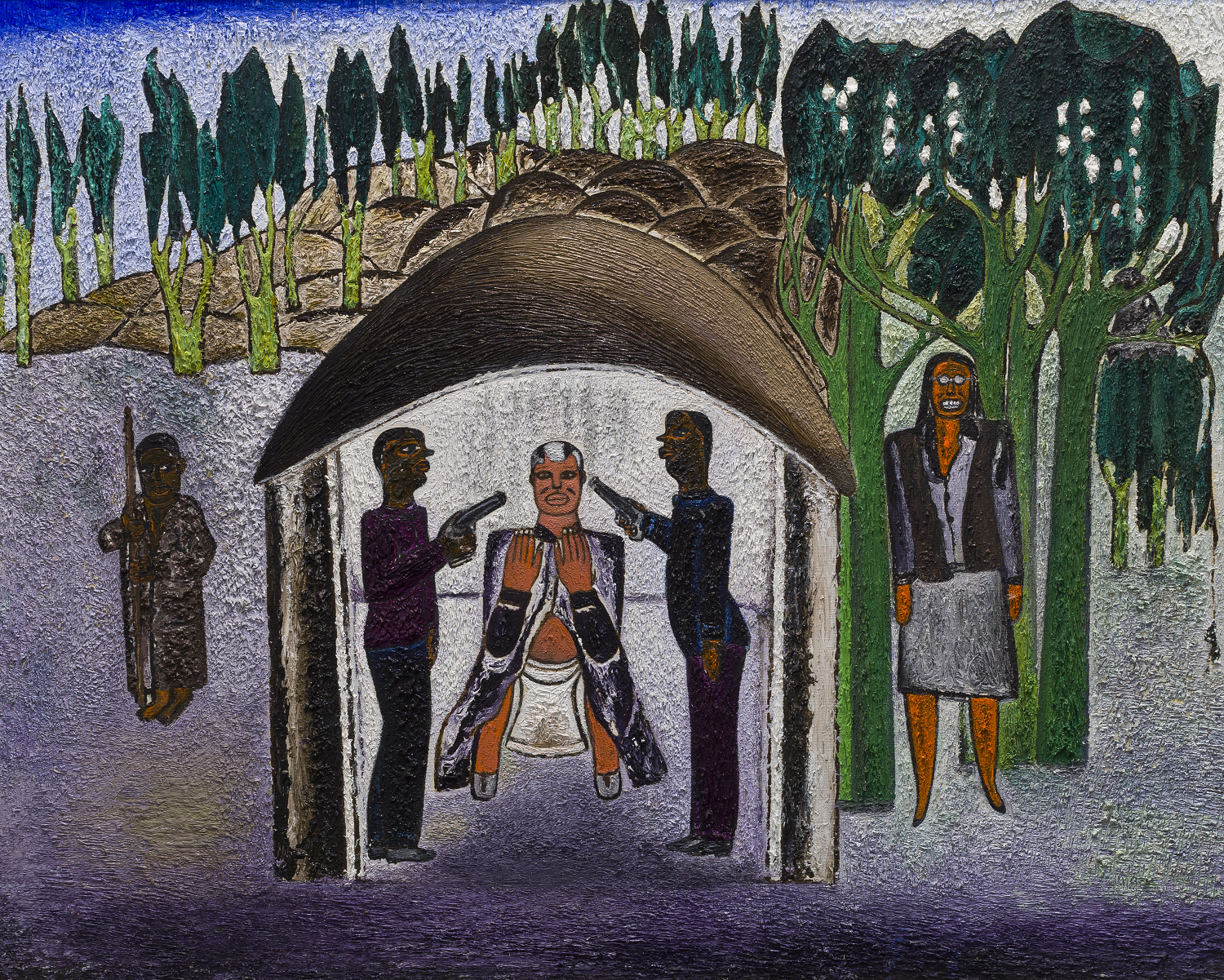 Alred Thoba, 'Let president Rholishasha Nelson Mandela', 2013, Oil on board (framed), 960 x 1160 x 35mm.png