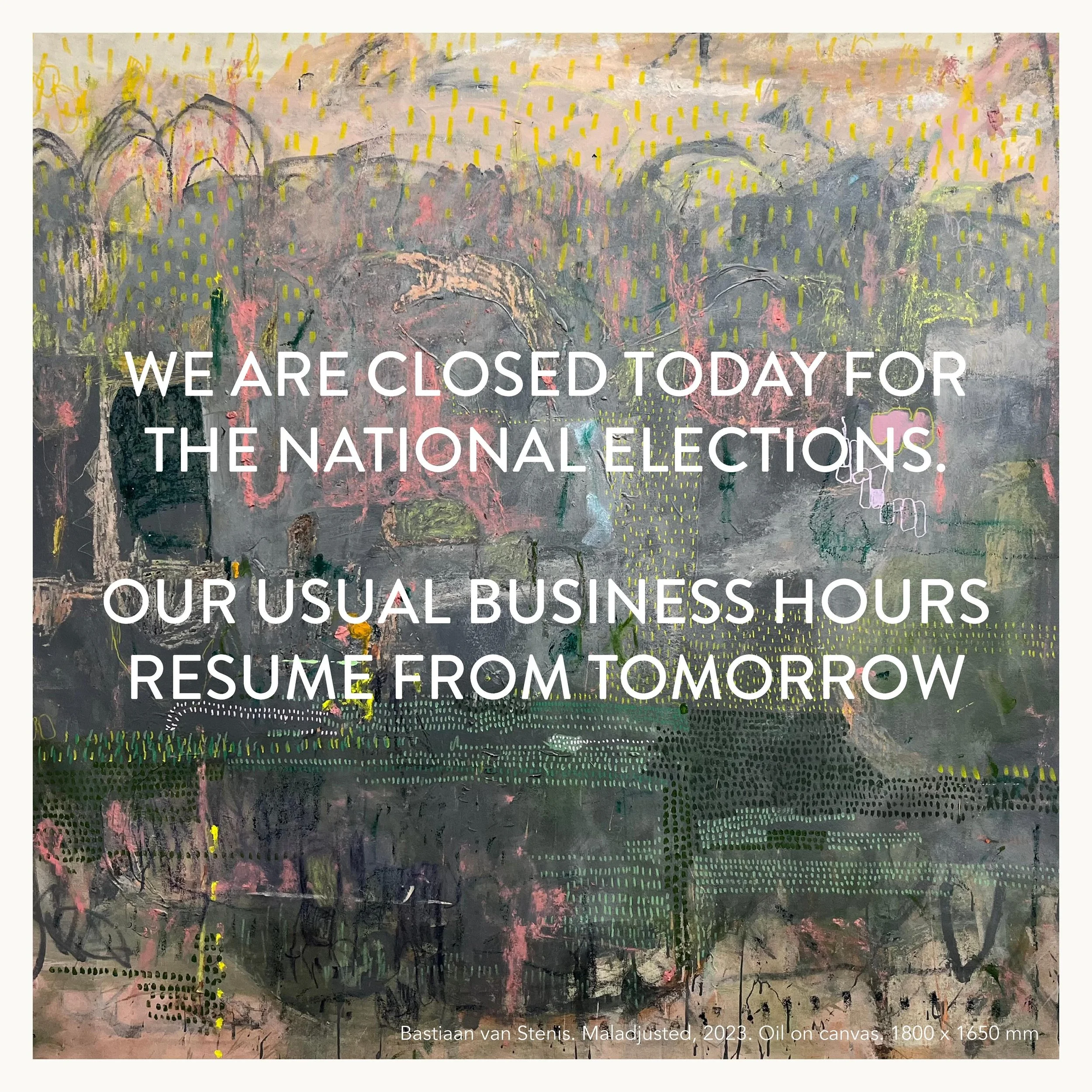We are closed today for the National Elections. 

We wish everyone an enjoyable Voter&rsquo;s day, and hope everyone votes wisely. 

Our usual business hours resume from tomorrow. 

#kalashnikovvgallery 
#nationalelections