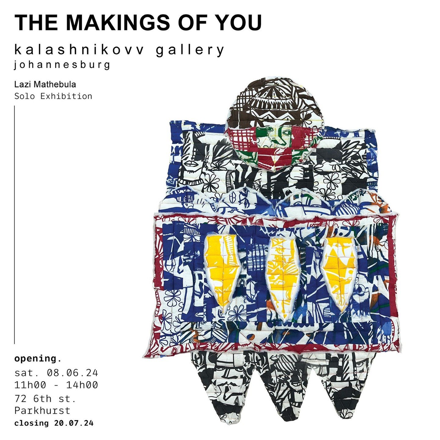 Opening on Saturday the 8th of June is Lazi Mathebula's riveting solo exhibition "The Makings of You"

Emerging from the pervasive fatigue brought on by the COVID-19 pandemic, the work addresses the profound impact on society, as well as th