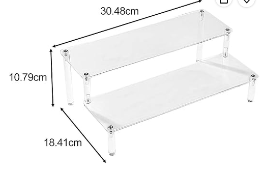 2-Tier Acrylic Display Stand Shelf x2 | USED