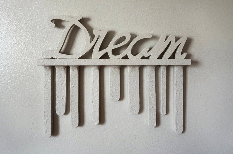 "Liquid Dreams." 2021. Inspirational Decor (latex house paint, plywood). Approximately 26 in. x 16 in.