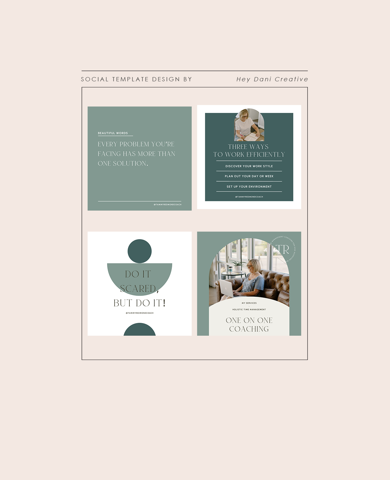 Hey Dani Creative, portfolio, social media design, canva, timeless holistic design, brand strategy, Tammy Redmond