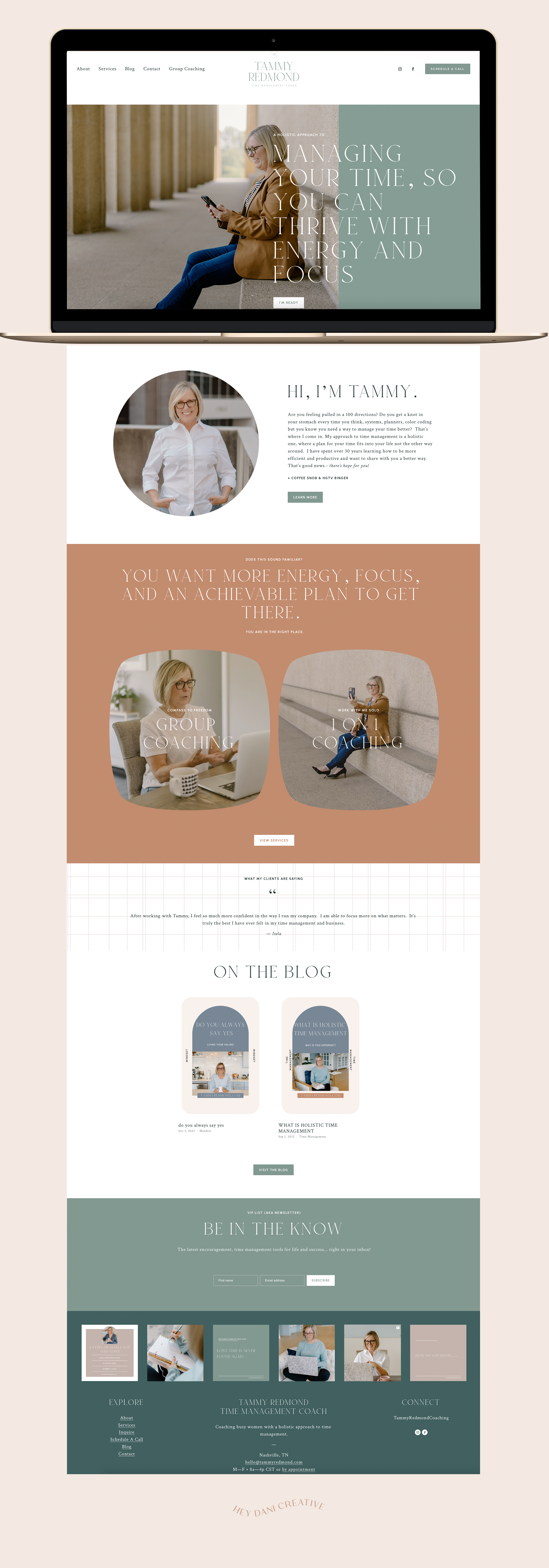 Hey Dani Creative, portfolio, Squarespace website design, timeless holistic, logo design, brand strategy, Tammy Redmond