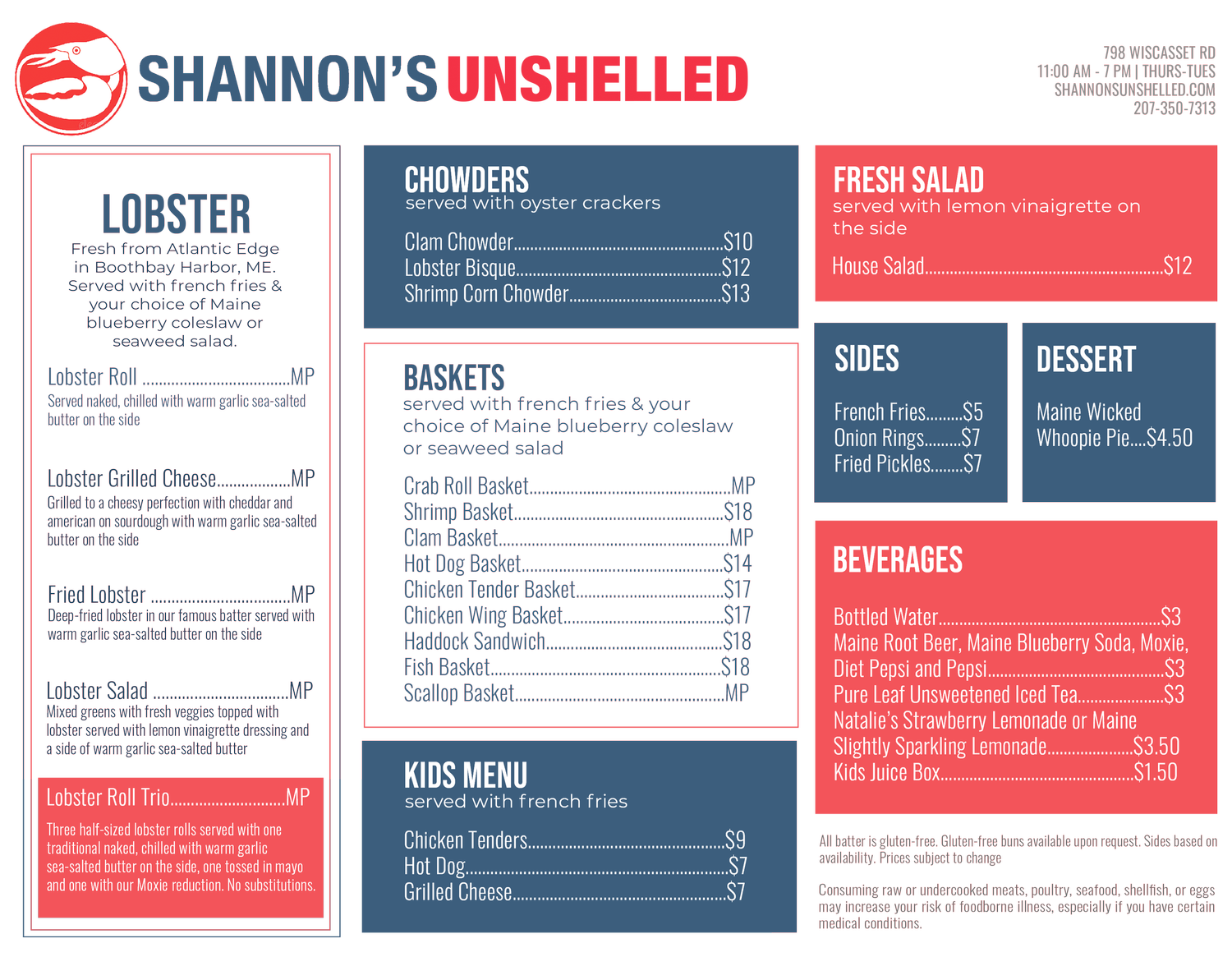 Menu — Shannon's Unshelled
