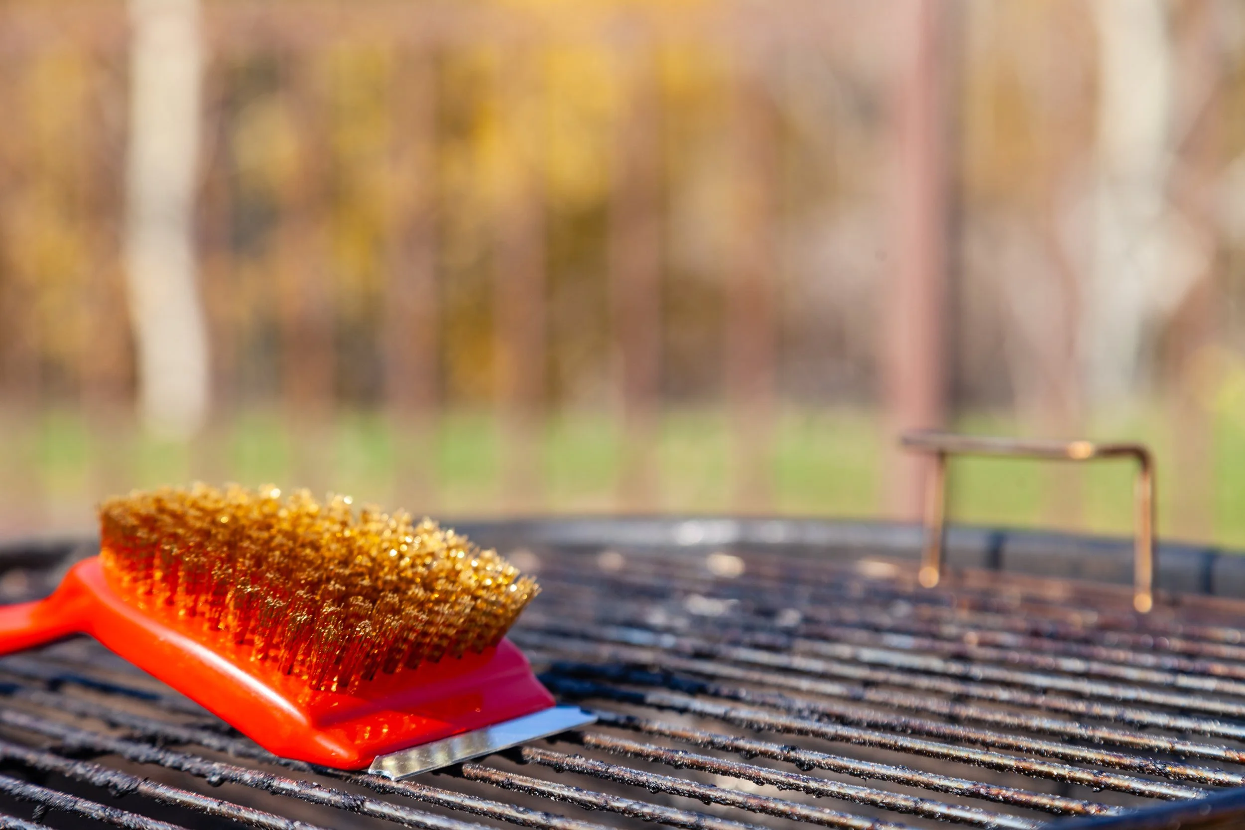 cleaning brush on a weber kettle