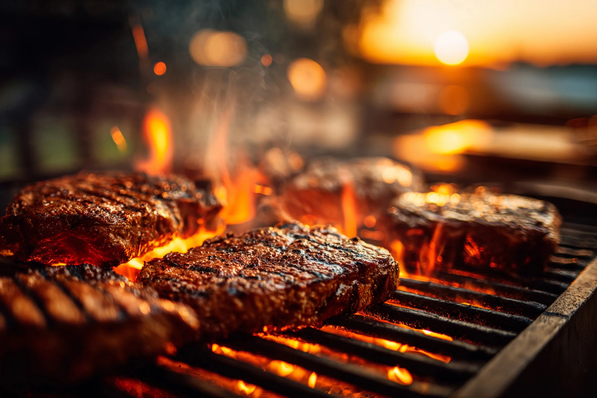 steaks on the grill