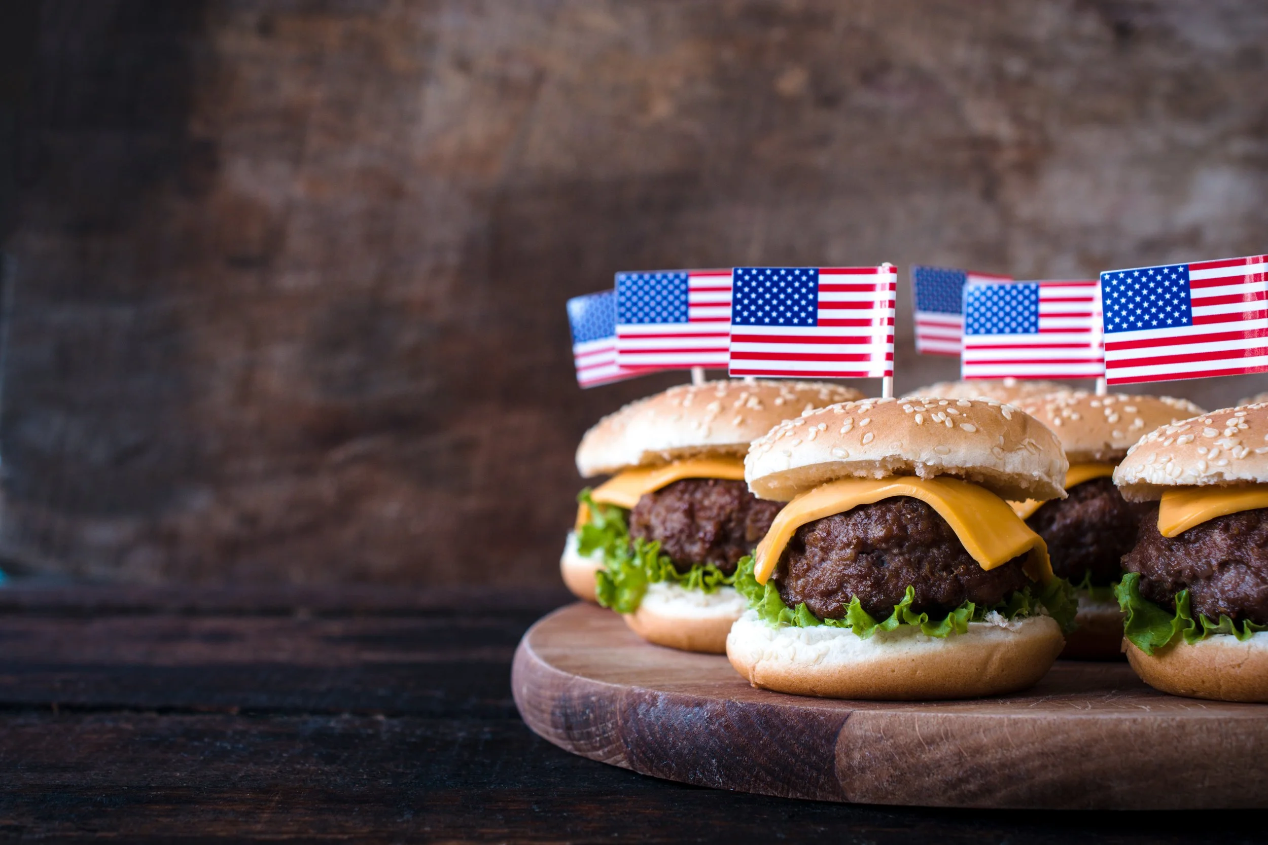 4th of July hamburgers with American Flag