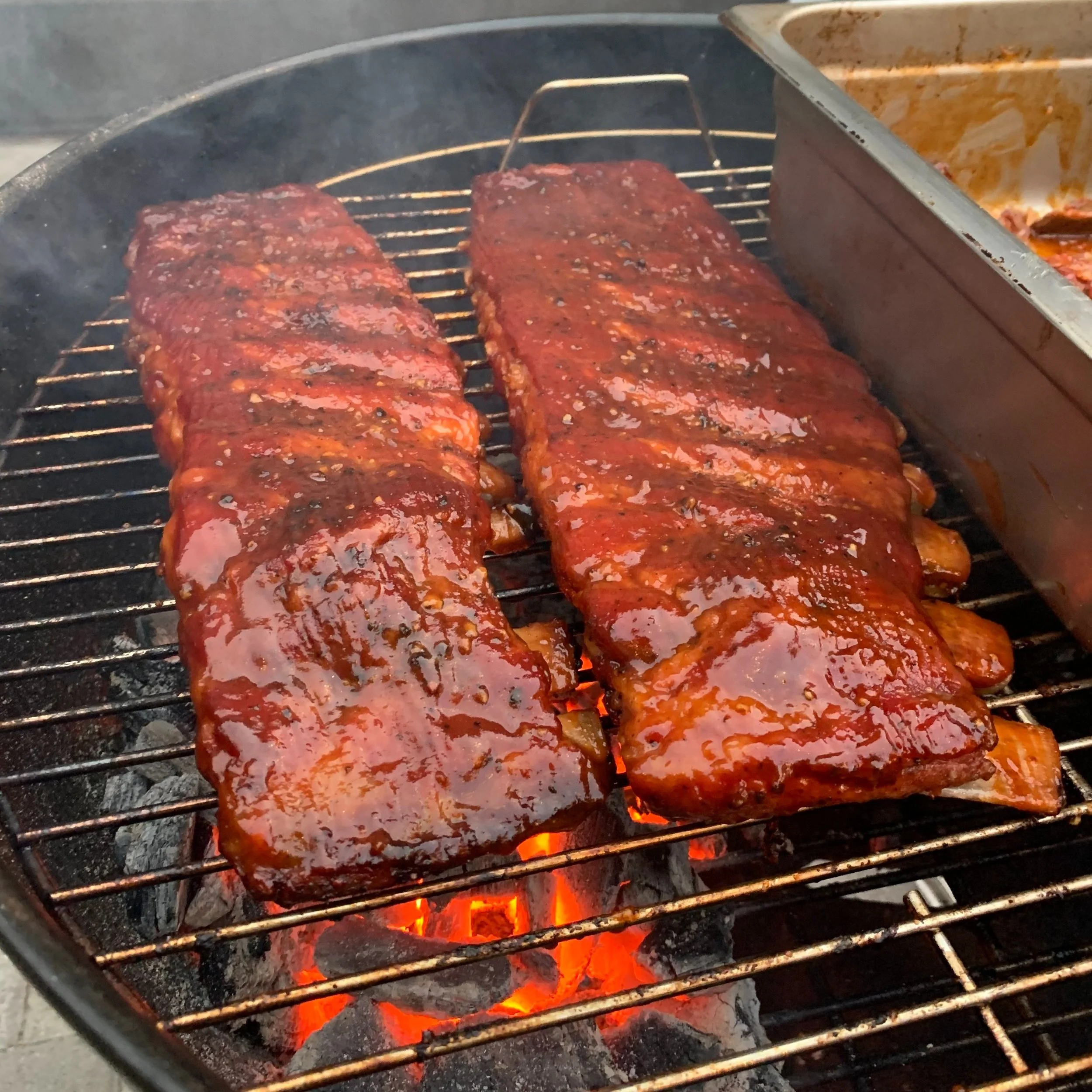 Smoker Pork Ribs On Weber Charcoal Grill Weber Smokey Mountain