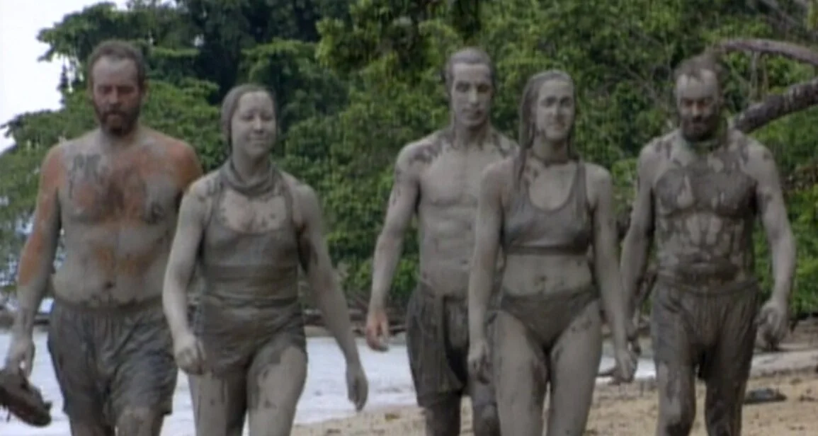 The tribe returns to camp from the mud volcano reward challenge. All screenshots via Amazon Prime Video.