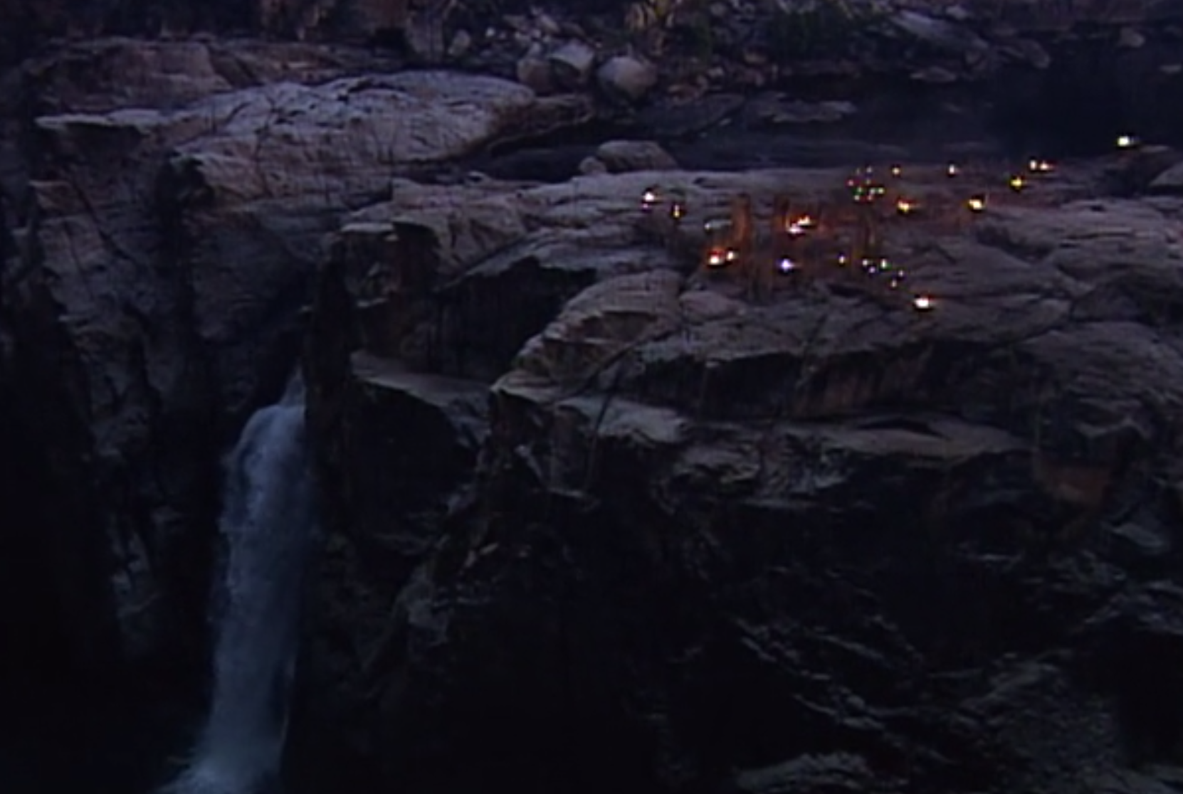 Tribal Council on top of a Granite waterfall.  All screenshots via Hulu.