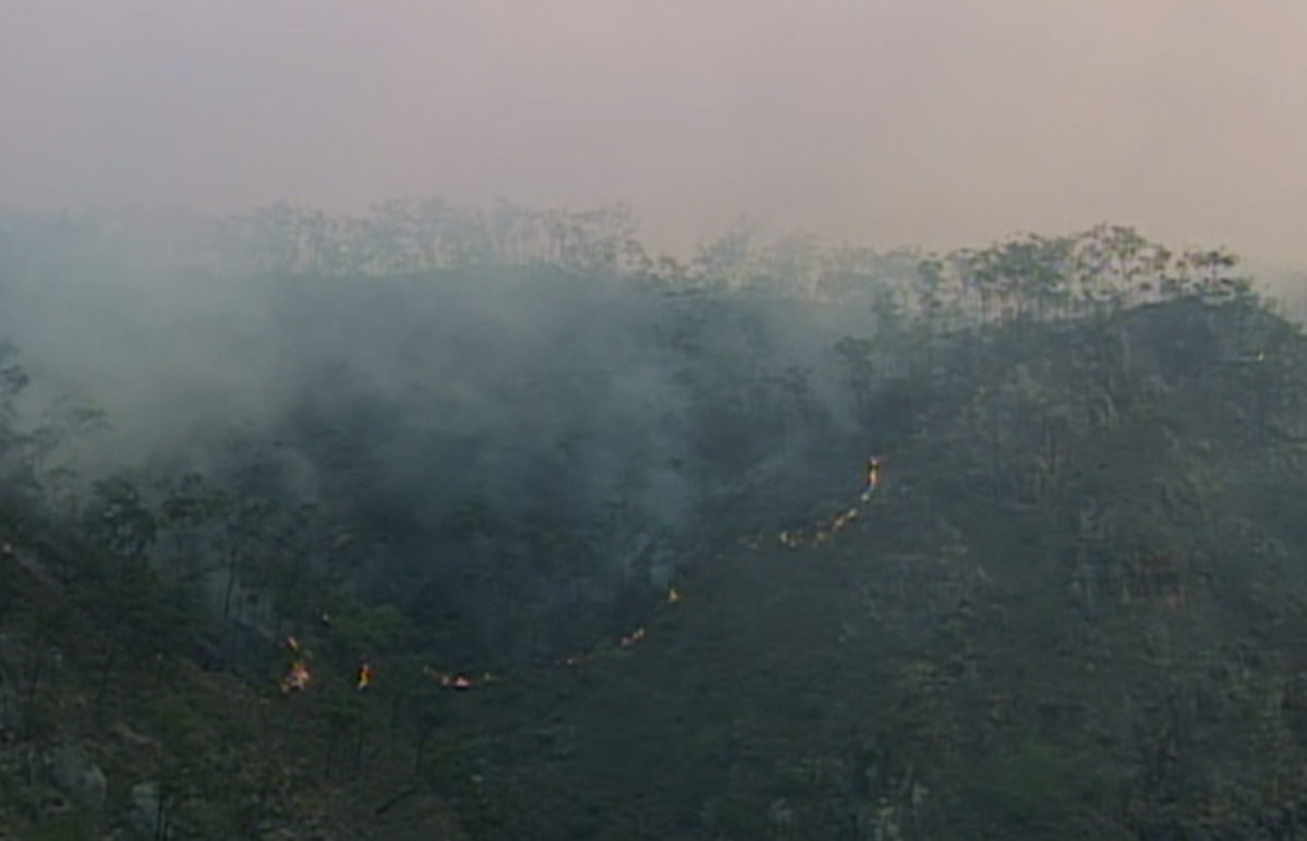 Forest fires outside Ogakor.   All screenshots via Hulu.