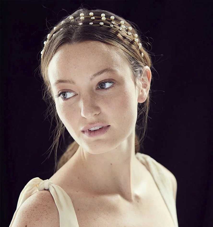 Jennifer Behr Ines Crystal Pearl Headband — HR Bridal  display picture 3