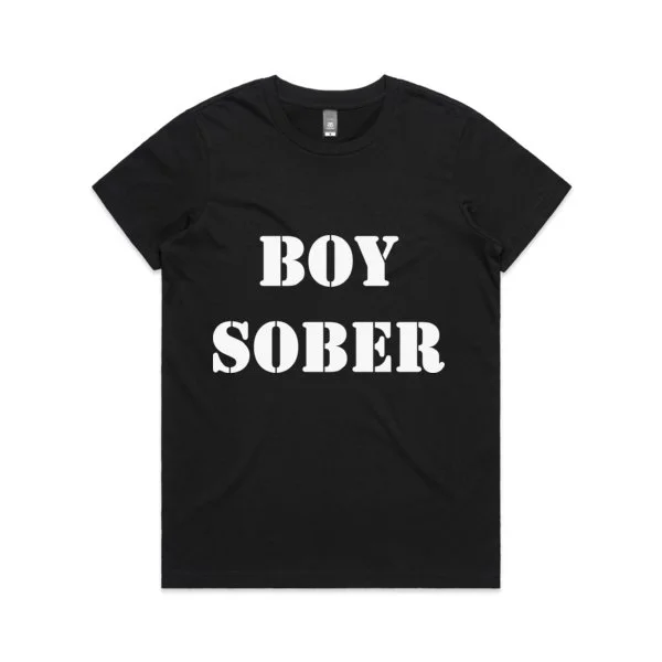 Boy Sober t shirt black crew neck female cut.jpg