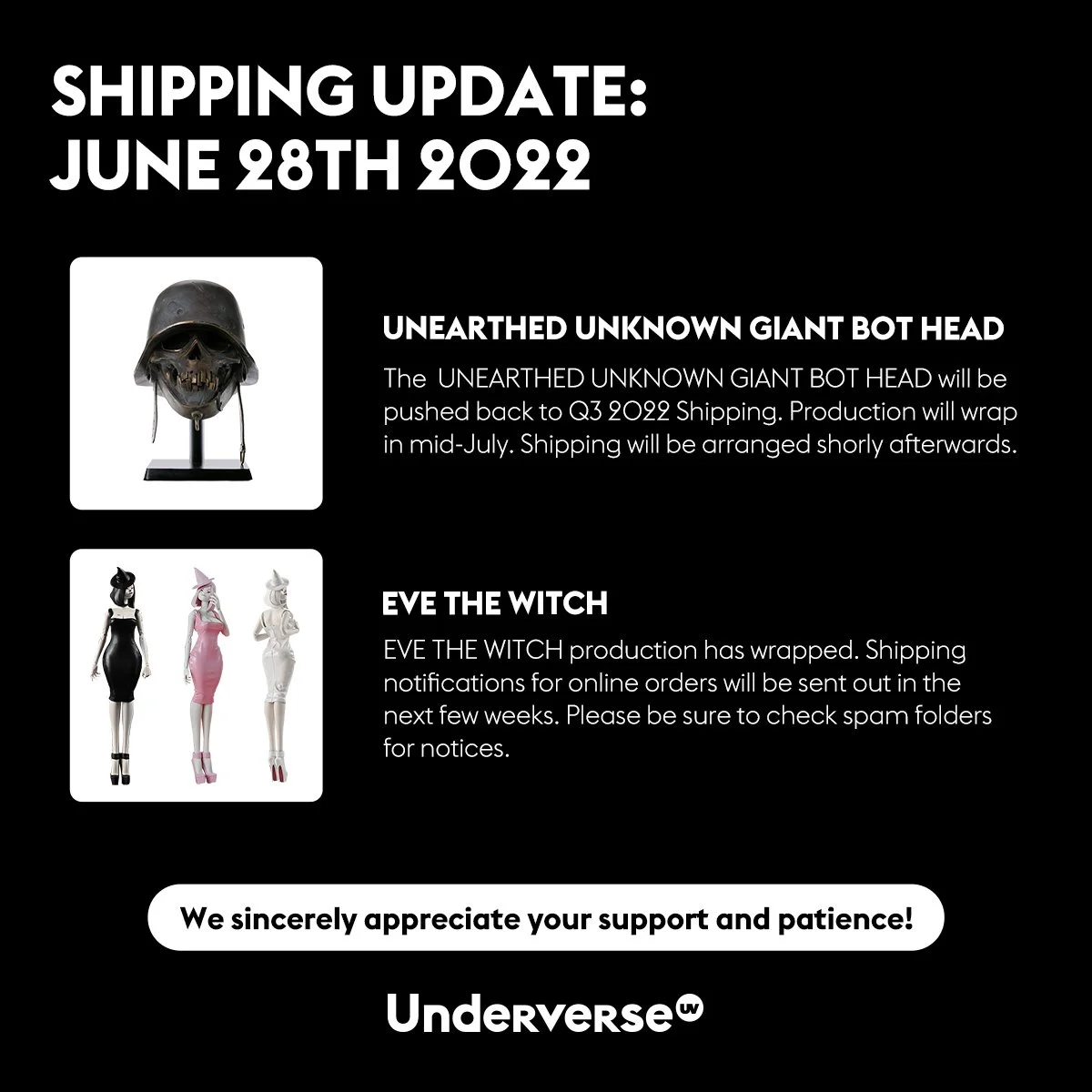 SHIPPING UPDATE: JUNE 28th, 2022