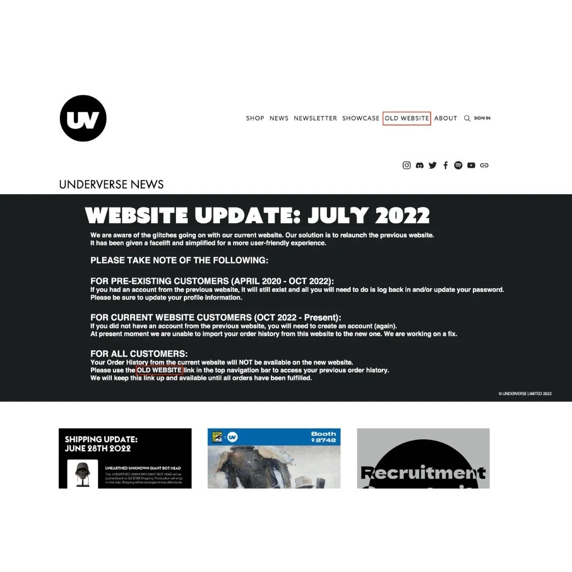WEBSITE UPDATE: JULY 2022