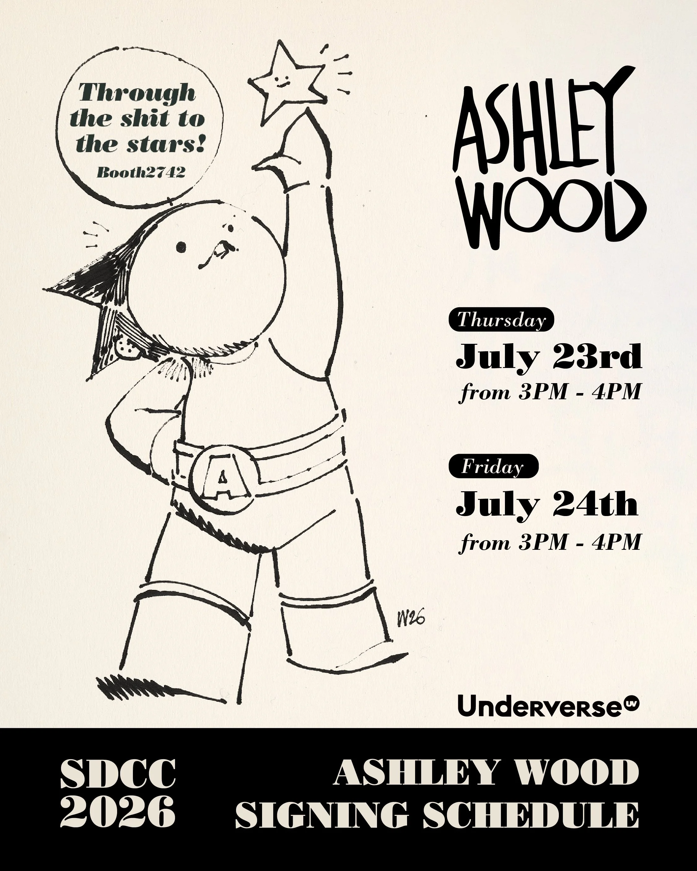 SDCC 2026 ASHLEY WOOD SIGNING SCHEDULE 