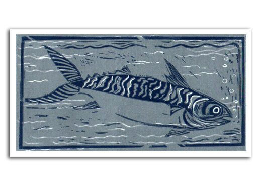 Grey Mackerel Lino Print