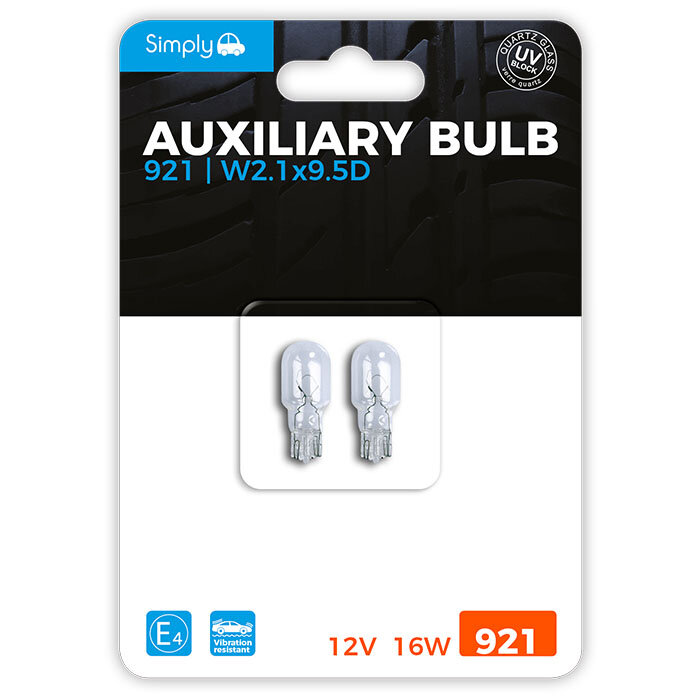 Simply Brands — 2pk W16W S921BL Auxiliary Bulb Blister 12V 16W W2.1x9.5D