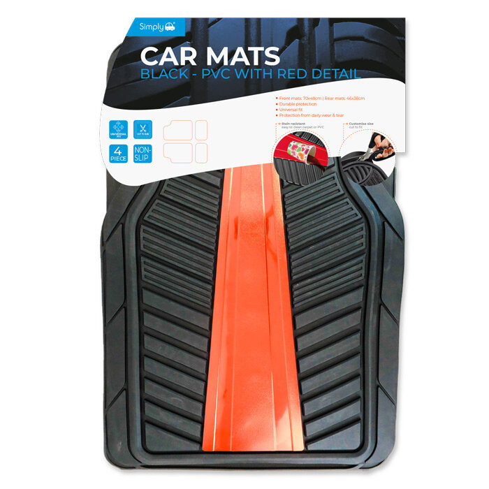 Simply Brands — Black Carpet Mat with PVC Heel Pad Car Mats