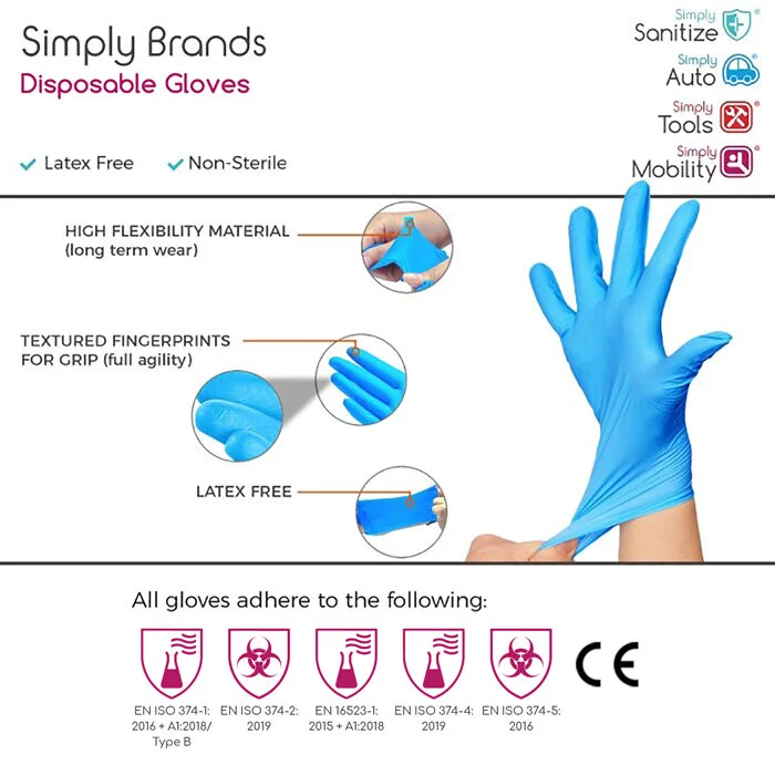 Simply Brands — Vinyl/Nitrile Blend Disposable Gloves