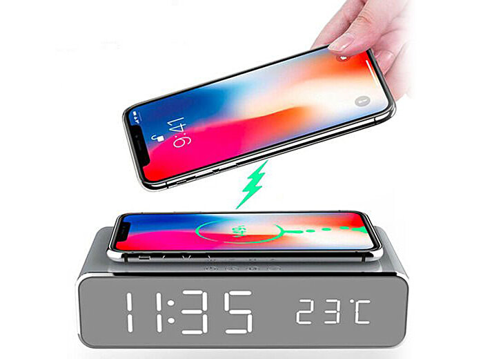 Wireless charger for iphone  2-in-1 LED Alarm & Wireless Charging Station 