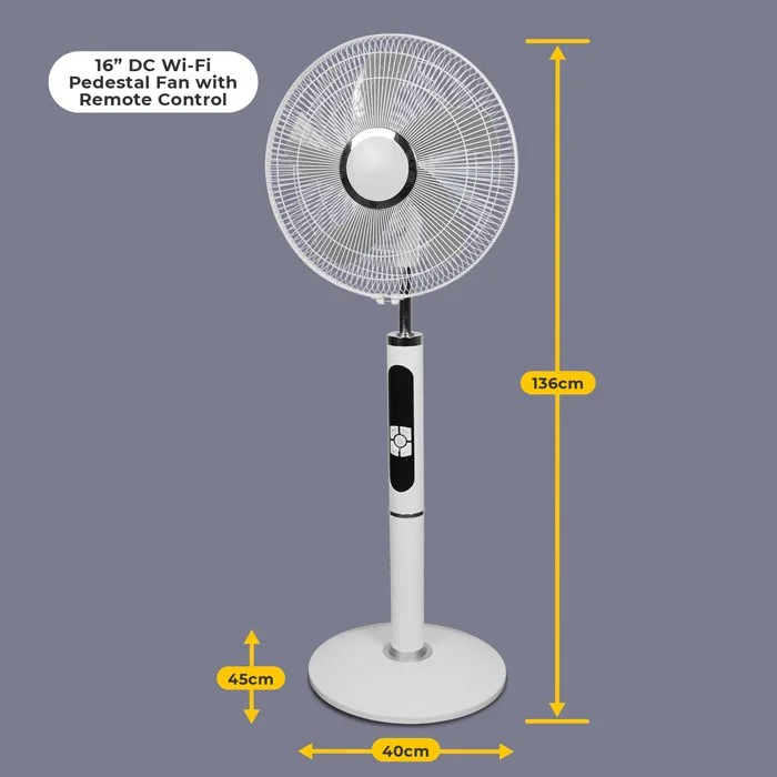 Simply Brands — 16" 3Speed DC WiFi Pedestal Fan with Remote Control