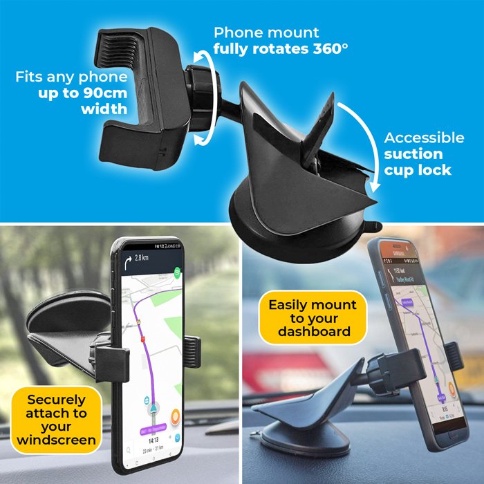 360 In Car Mobile Phone Holder Dashboard Suction Home Universal