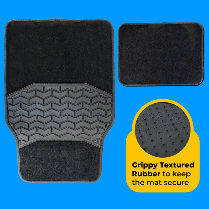 Simply Brands — Black Carpet Mat with PVC Heel Pad Car Mats