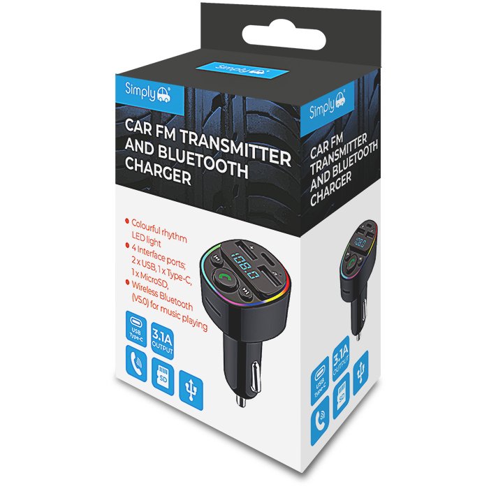 Simply Brands — Car FM Transmitter Bluetooth Charger