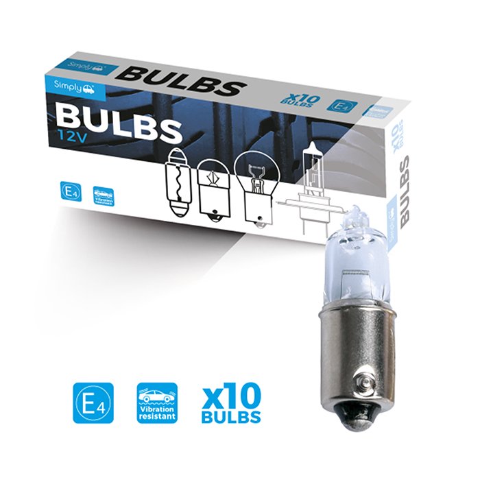 Simply Brands — 10pk H6W S434 Auxiliary Bulbs 12V 6W BAX9S
