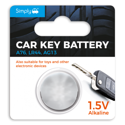 Simply Brands — Car Key Battery - 1.5V Alkaline (A76, LR44. AG13)