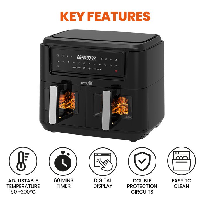 Oil-free Air Fryers  Double Air Fryers - Air Fryer 2460w Black 7 6l Food  Without - Aliexpress