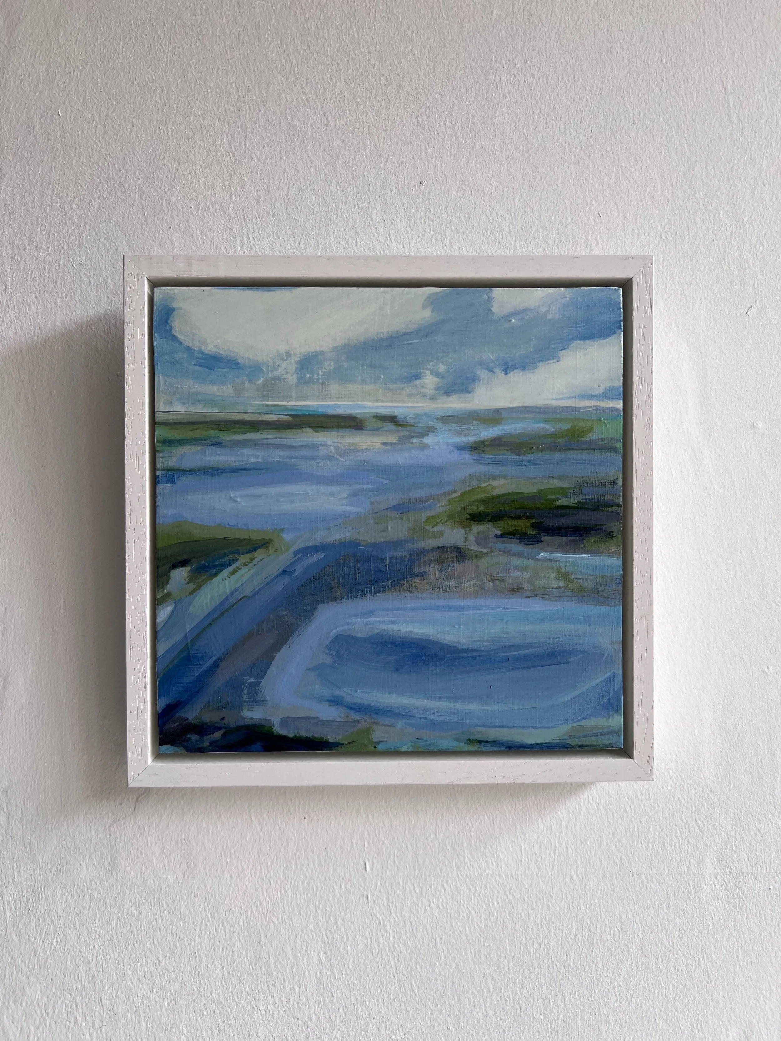 This is &lsquo;Marsh Tides&rsquo; now being exhibited at the lovely @pocockstheartmonger in Burnham Market. Along with a selection of other works from my recent @northnorfolkstudios open studios event. 

Acrylic on cradle board 20x20cm ready to hang 
