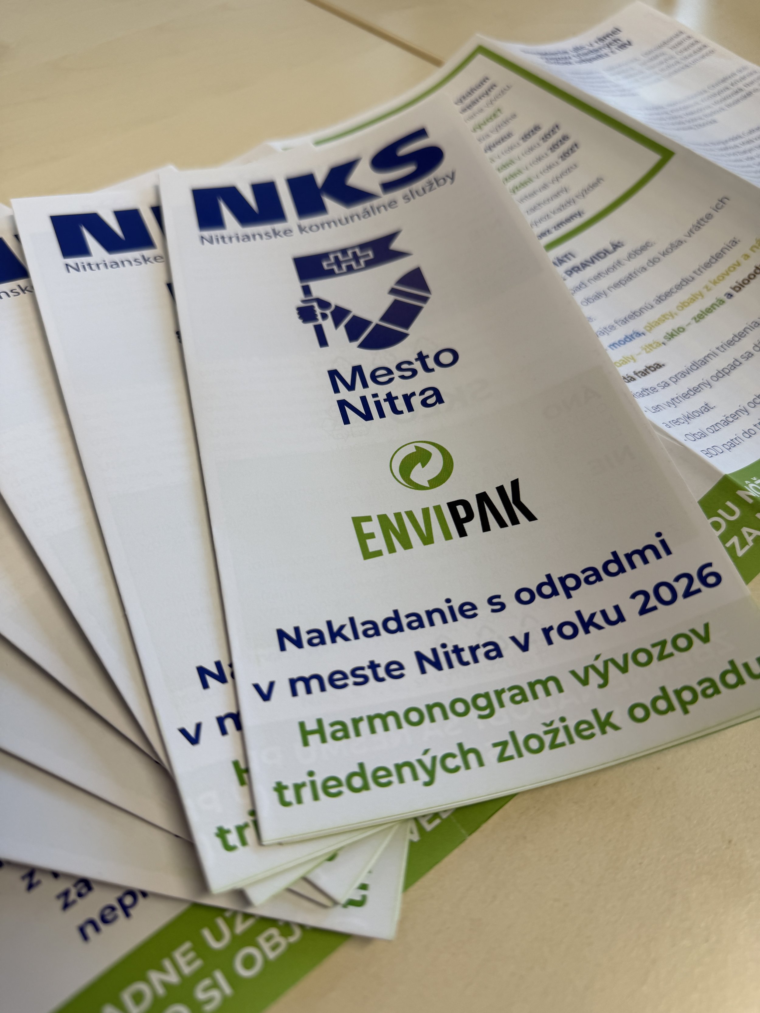 Leták pre občanov na rok 2026/2027: Harmonogram vývozu triedeného odpadu 