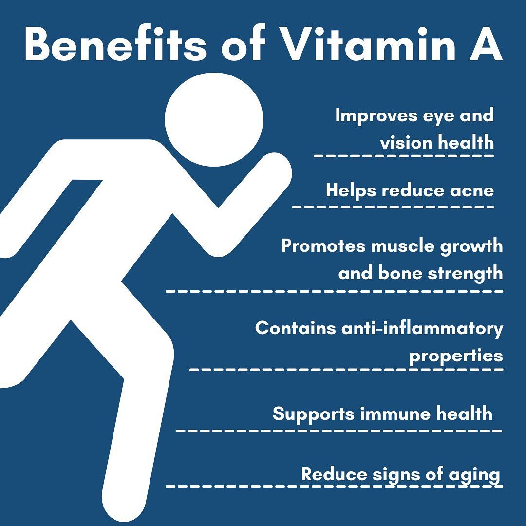 Vitamin A has many known benefits on our bodies. It can play a role in our immune defense, have visual benefits (night blindness and age-related decline), benefit our physical immune barrier: the skin! Additionally, Vitamin A can also help to normali