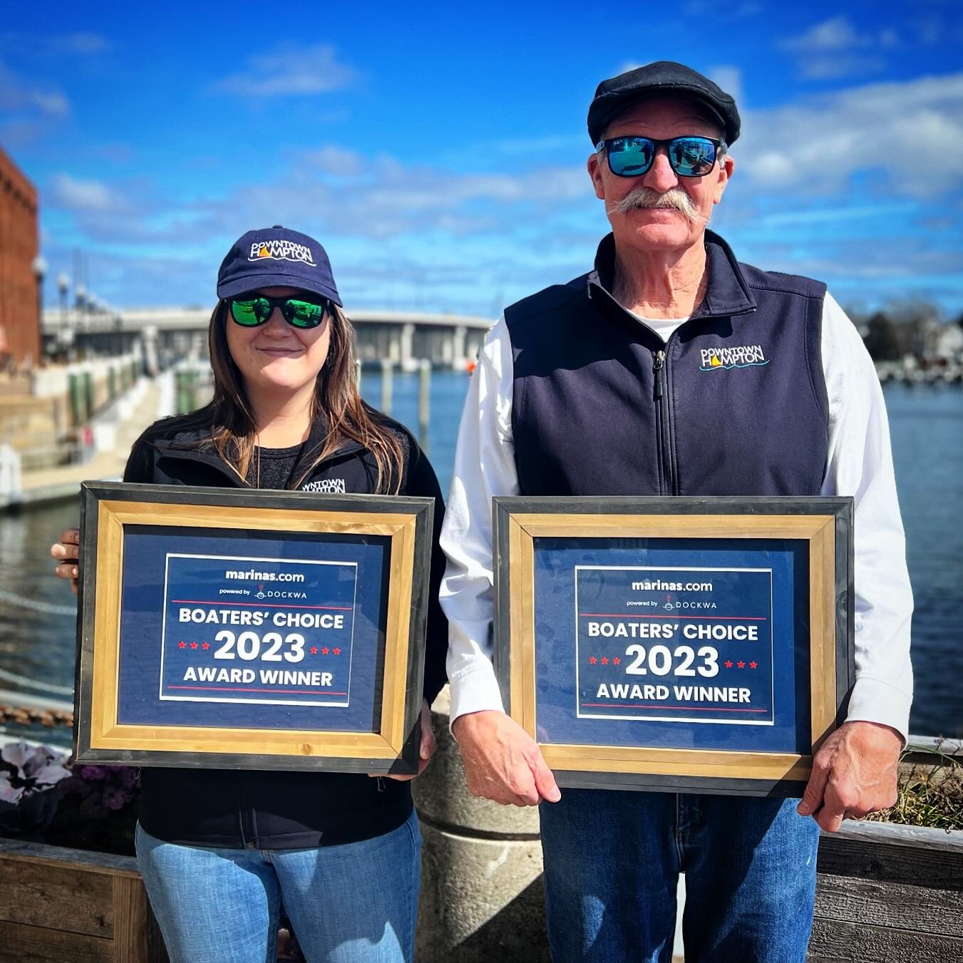 The Docks at Downtown Hampton received a Boater&rsquo;s Choice Award for 2023 from @marinasdotcom and @dockwa for our exceptional ratings last year! Congratulations (and a big thank you) to our dock staff, Danny and Allie! #DowntownHamptonVA ⚓️🏆