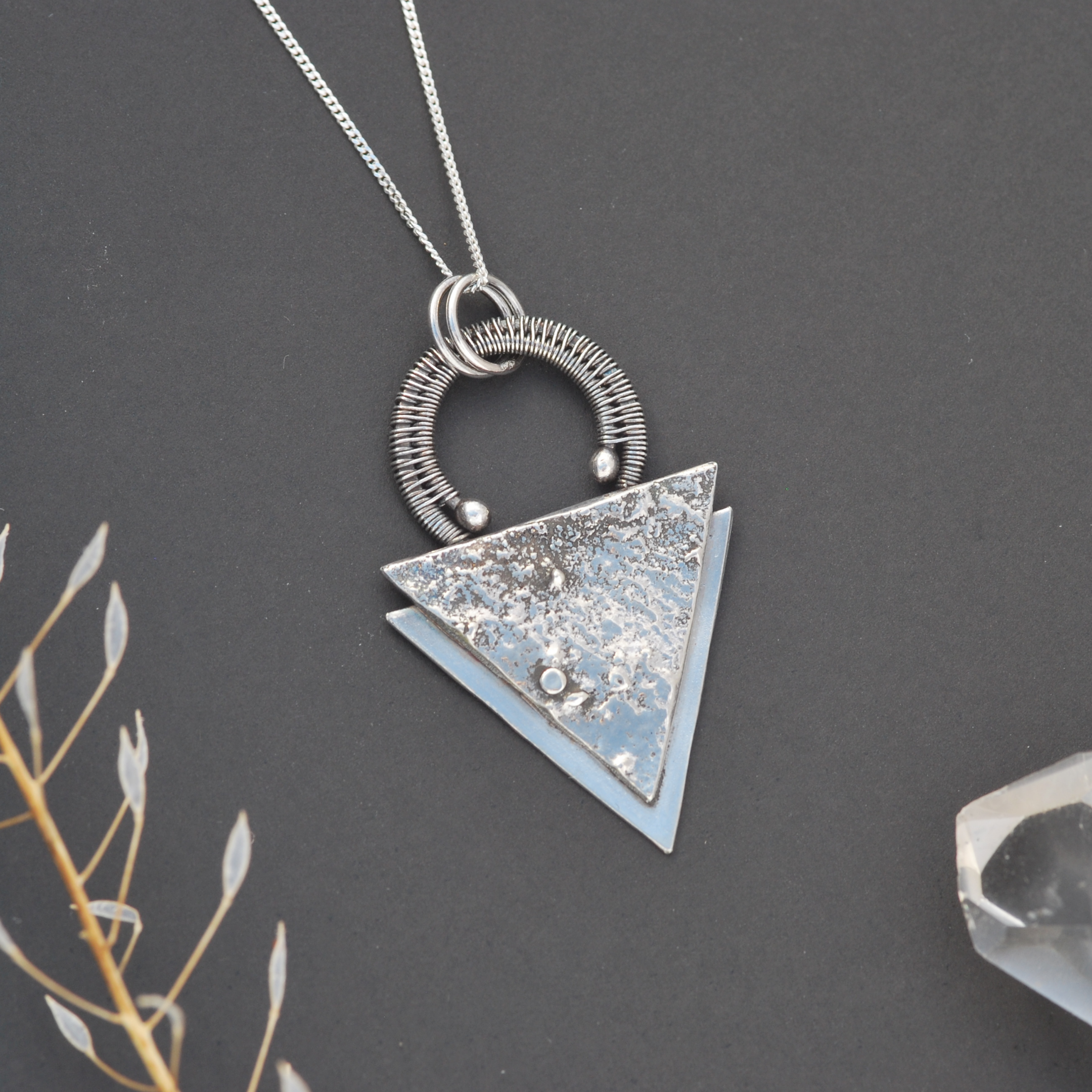 Silver triangle pendant