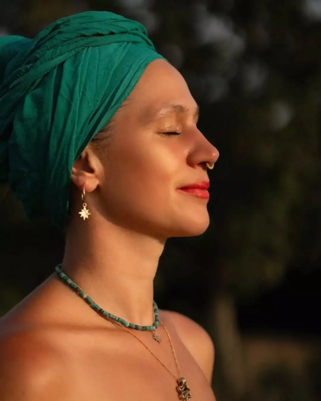Radiant queen Sian @inhabit_her adorned in a collection of golden bronze pieces
The Star Charmed Hoop earrings, Star beaded choker and Snake pendant. 

Incredible photography by the one and only @verityrivers 🙏❤

#pascalestanley_jewellery 
#goddessj