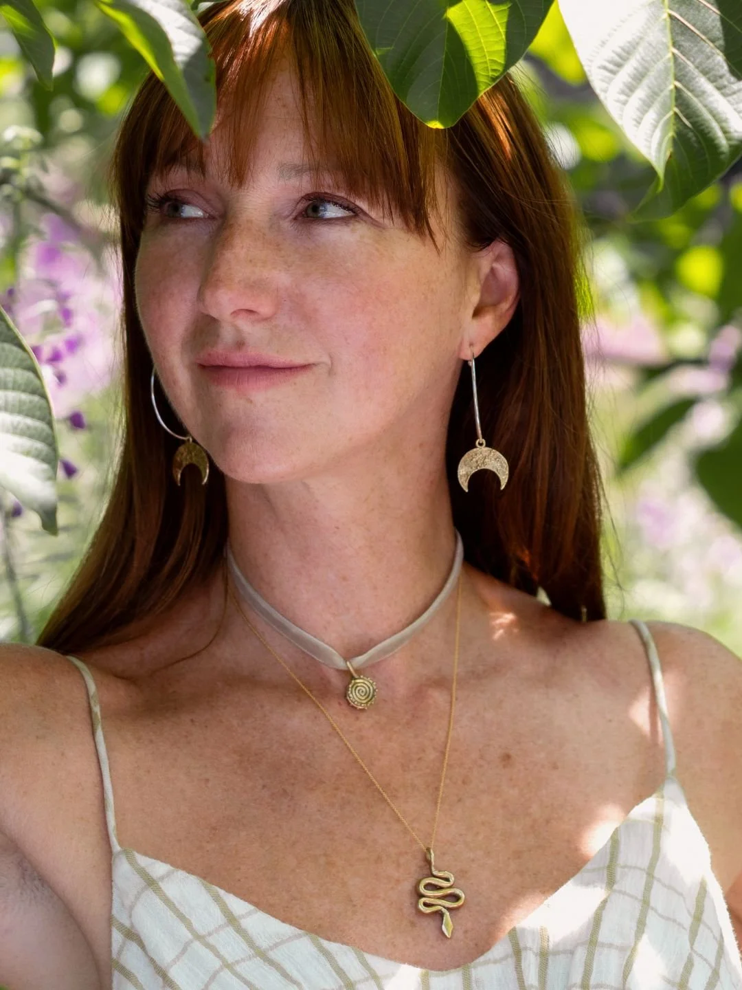 Moon Charm Hoop Earrings