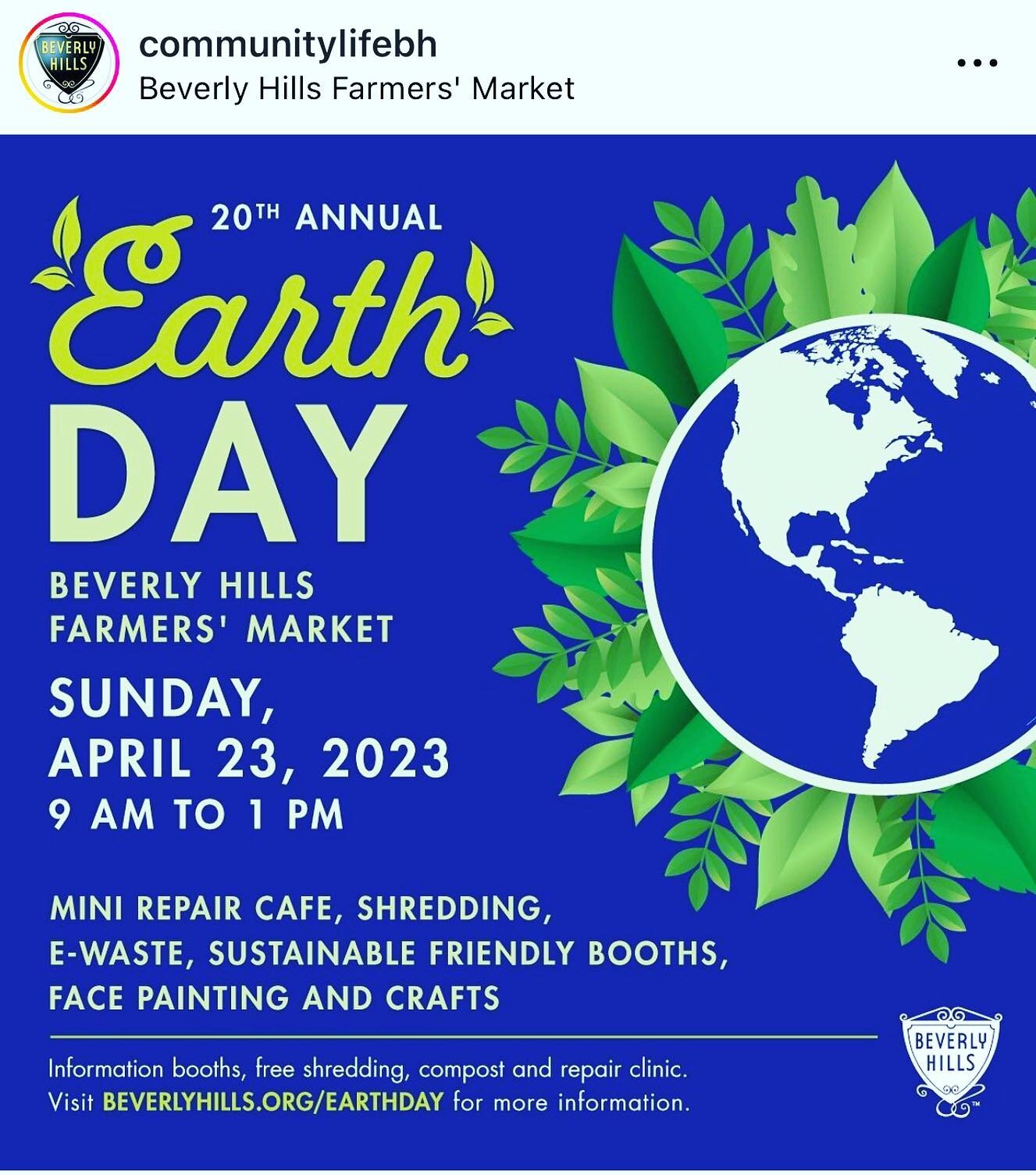 Come visit us tomorrow at the Beverly Hills Farmer&rsquo;s Market Earth Day celebration. We will have produce to sample, seeds to plant and will teach you how to make a reusable bag out of an old t shirt! #citygreens #community #urbanfarming #educati