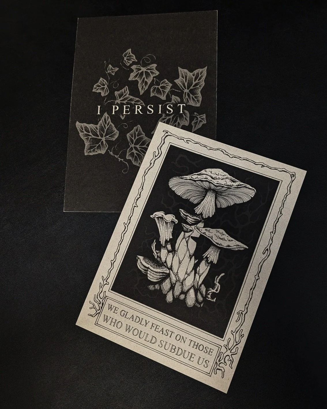 New prints! These completely sold out @biglondontattooshow but they will soon be back in stock and available to purchase through my online shop 🖤 we all become food for mushrooms in the end 🍄
 #penandinkdrawing #mushroomart