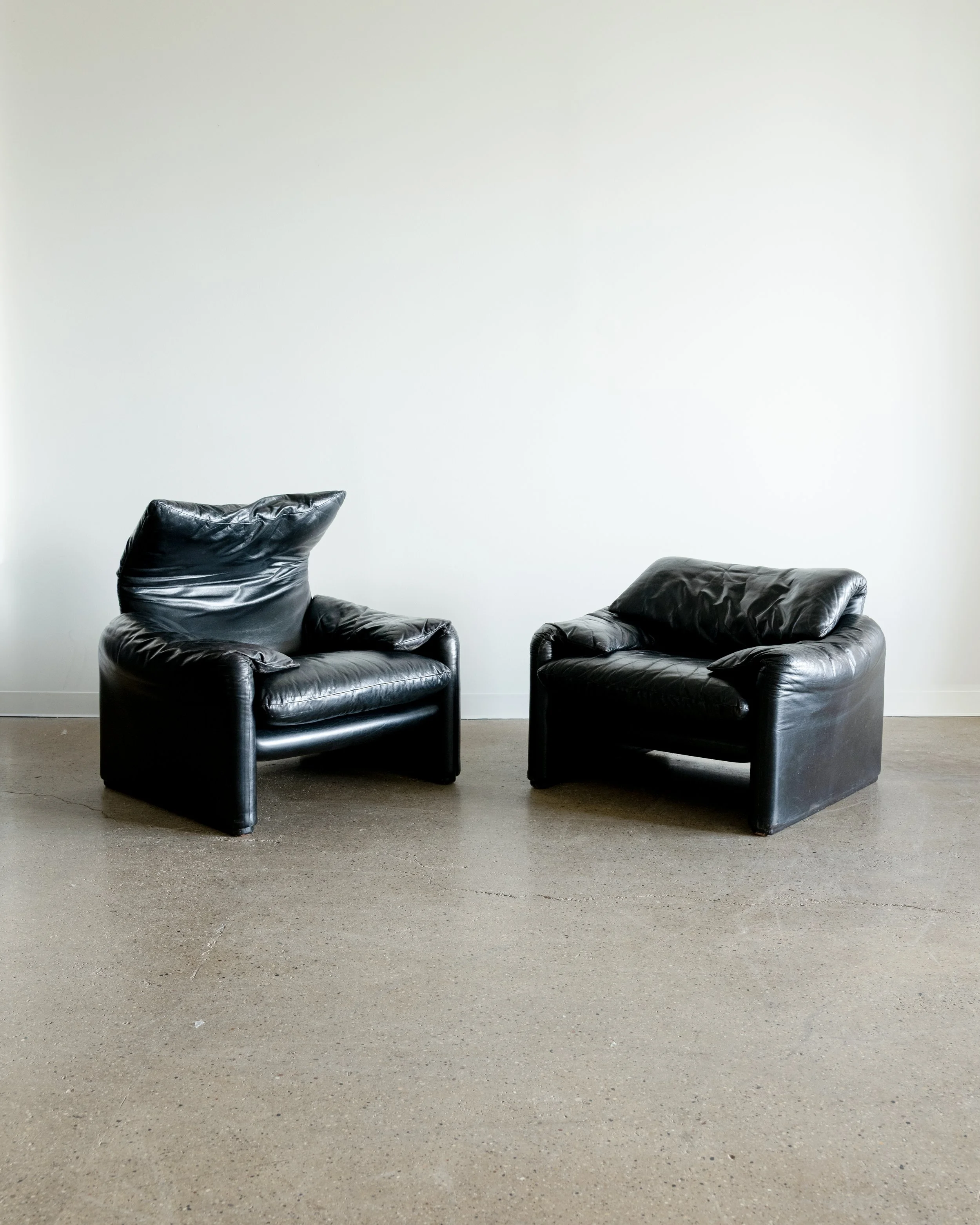 Vintage Leather Maralunga Lounge Chair by Vico Magistretti for Cassina