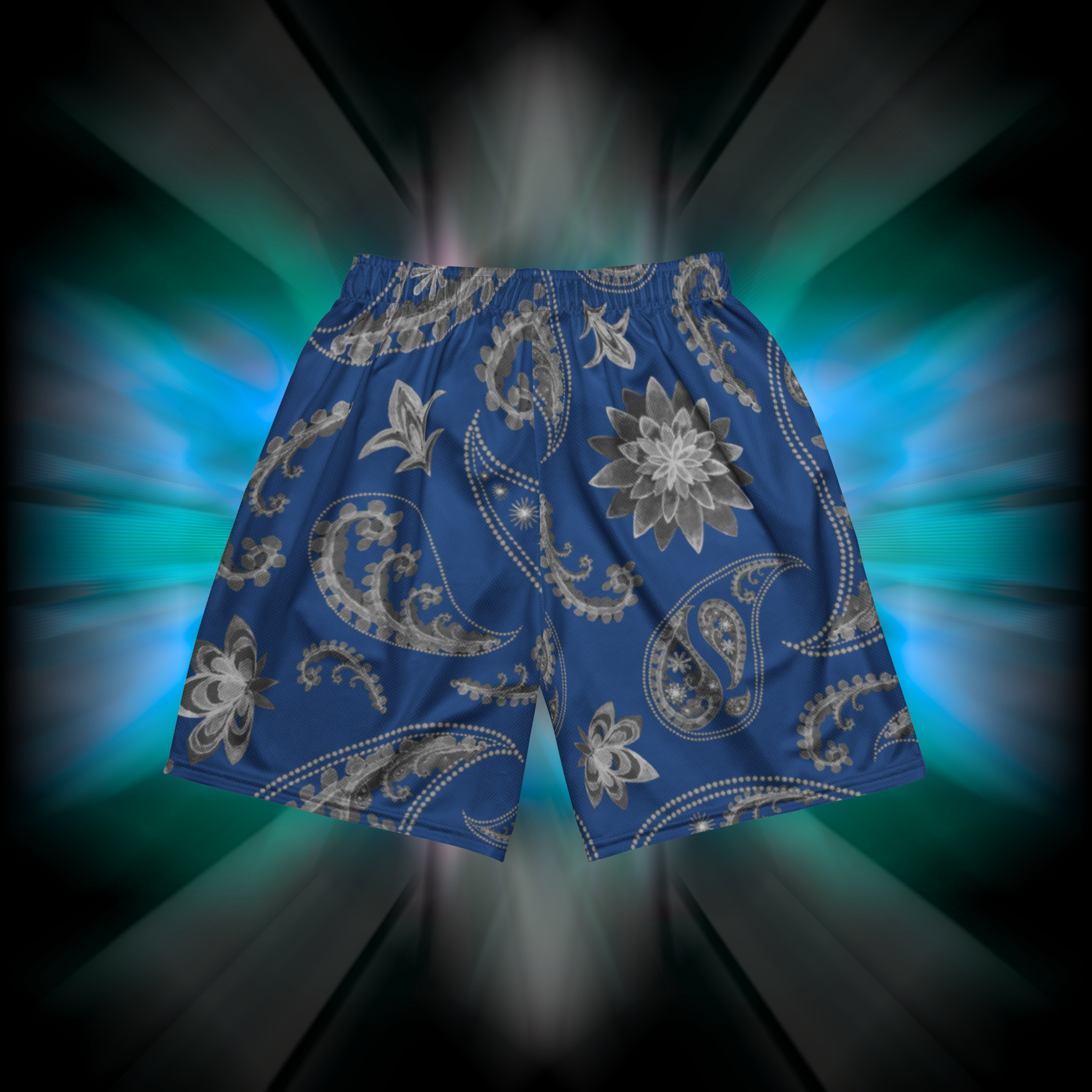 Apesthetics Dueño men's blue bandana mesh gym shorts for training and streetwear — rear view