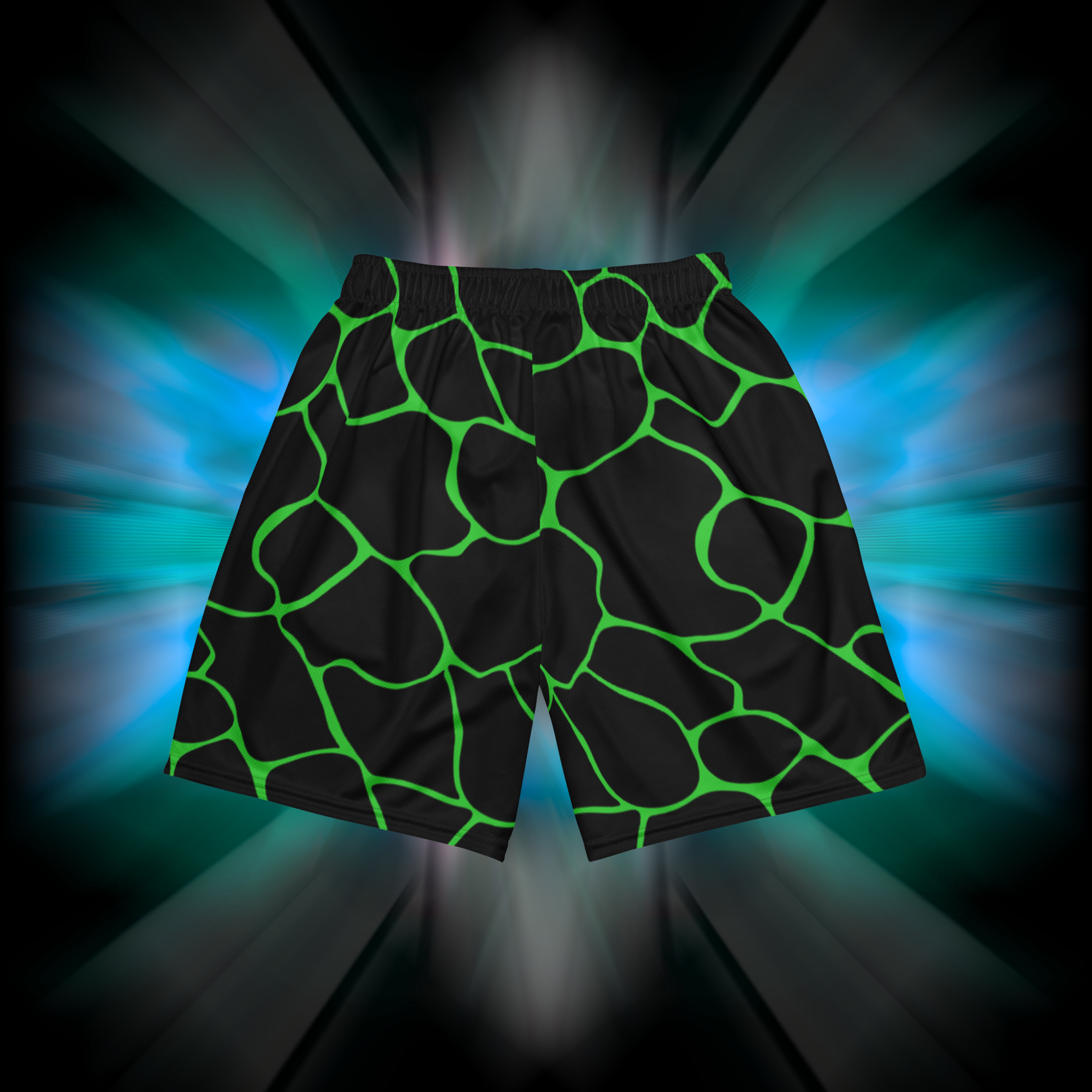 Apesthetics Cement mesh gym shorts black green pattern rear view